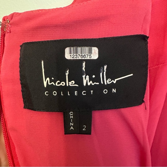 Nicole Miller Collection Colorblock Asymmetric Dress Pink Purple Mini Sz 2 - Picture 8 of 12